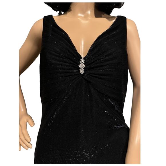 ONYX NITE Iridescent Dark Black Blue Sleeveless Embellished Formal DRESS size 12 - Picture 2 of 14